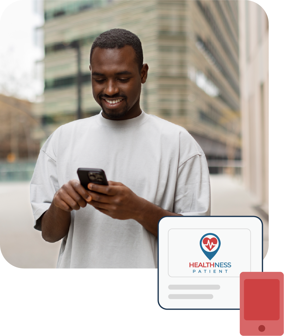 Patient looking at Healthness App on phone